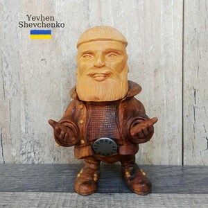 Carved Wooden Dwarf Figurine: Walnut & Dogwood Statuette