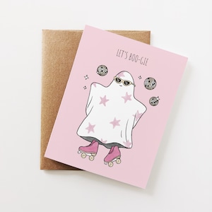 Funny Ghost Birthday Card, Let&#39;s Boo-gie, Fun Pun Card, October Birthday,  Spooky Card for girlfriend, wife, her, best friend, friend