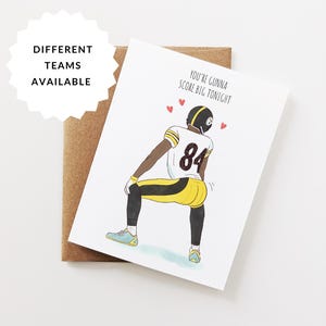 Love Card, Football, you're gunna score big tonight, funny sports, Anniversary Gift for boyfriend, husband, him, her, wife