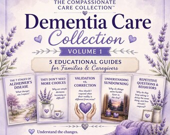 Dementia Care Collection Vol 1 | 5 Alzheimer’s Caregiver Guides | Dementia Care Printable Bundle | Memory Care Resources PDF