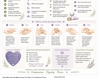 Gentle Hand Massage Guide | Comfort Care Printable for Families & Caregivers | Hospice Support Resource | Instant PDF Download