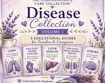 Hospice Disease Collection Volume 1 | 5 Educational Guides | Hospice Printable Bundle for Families & Caregivers | Instant PDF Download