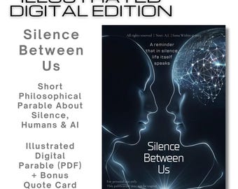 Geïllustreerd digitaal boek + bonuscitaatkaart: korte filosofische parabel over stilte, mensen en kunstmatige intelligentie
