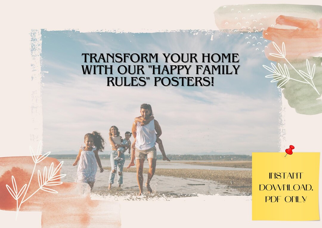 Happy Family Rules Posters Family Rules Wall Art Core Values Poster Art ...