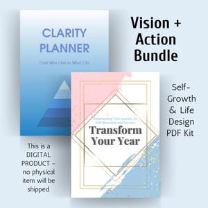 Vision + Action Bundle Self-Growth & Life Design PDF Kit Self reflection and Goals planners Self discovery and Action kit Life reset journal