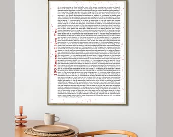 Póster "100 razones por las que te amo", regalo romántico de aniversario (descarga digital)