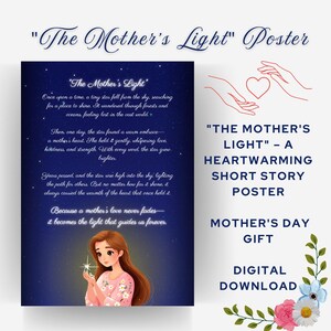 The Mother's light Story poster Happy mother's Day Love you mom Printable gift for mommy  Mothers birthday gift Heartwarming keepsake poster