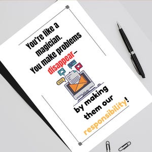 Carte de patron sarcastique drôle, cadeau humour de bureau en téléchargement numérique A5, blagues sur le lieu de travail, patron à imprimer, idées cadeaux pour collègues, bureau sarcastique
