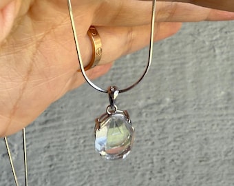 Raw Herkimer Diamond Necklace | High-Vibration Crystal Pendant in S925 Sterling Silver | Quiet Luxury Jewelry