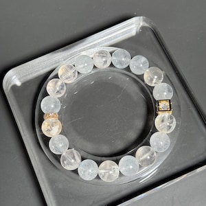 Blue-Pink Rabbit Hair Rutilated Quartz Bracelet | 10mm Beads | 16cm (6.25”) Wrist – Custom Fit Available