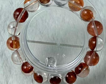 Koi Garden Quartz Bracelet: Scenic Red Inclusions, Abundance & Flow (11 Beads)