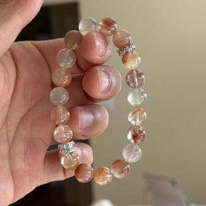 Honey-Toned Red Rabbit Hair Quartz Bracelet | 9mm Beads | 16cm (6.25”) Wrist – Custom Fit Available