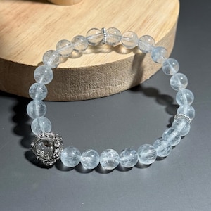 Baby Blue Rabbit Hair Rutilated Quartz Bracelet | 7mm Beads | 17cm (6.75”) Wrist – Custom Fit Available
