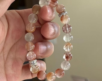 Honey-Toned Red Rabbit Hair Quartz Bracelet: Natural Gemstone (9mm Beads)