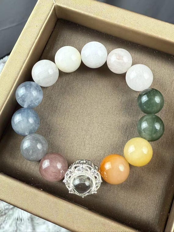レインボールチルクォーツブレスレット：華やかなフィリグリーの 