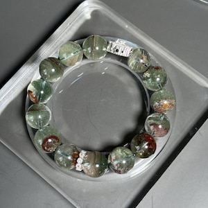 Green Phantom Quartz Bracelet | 12-13mm Beads | 16cm Wrist (Custom Fit Available)