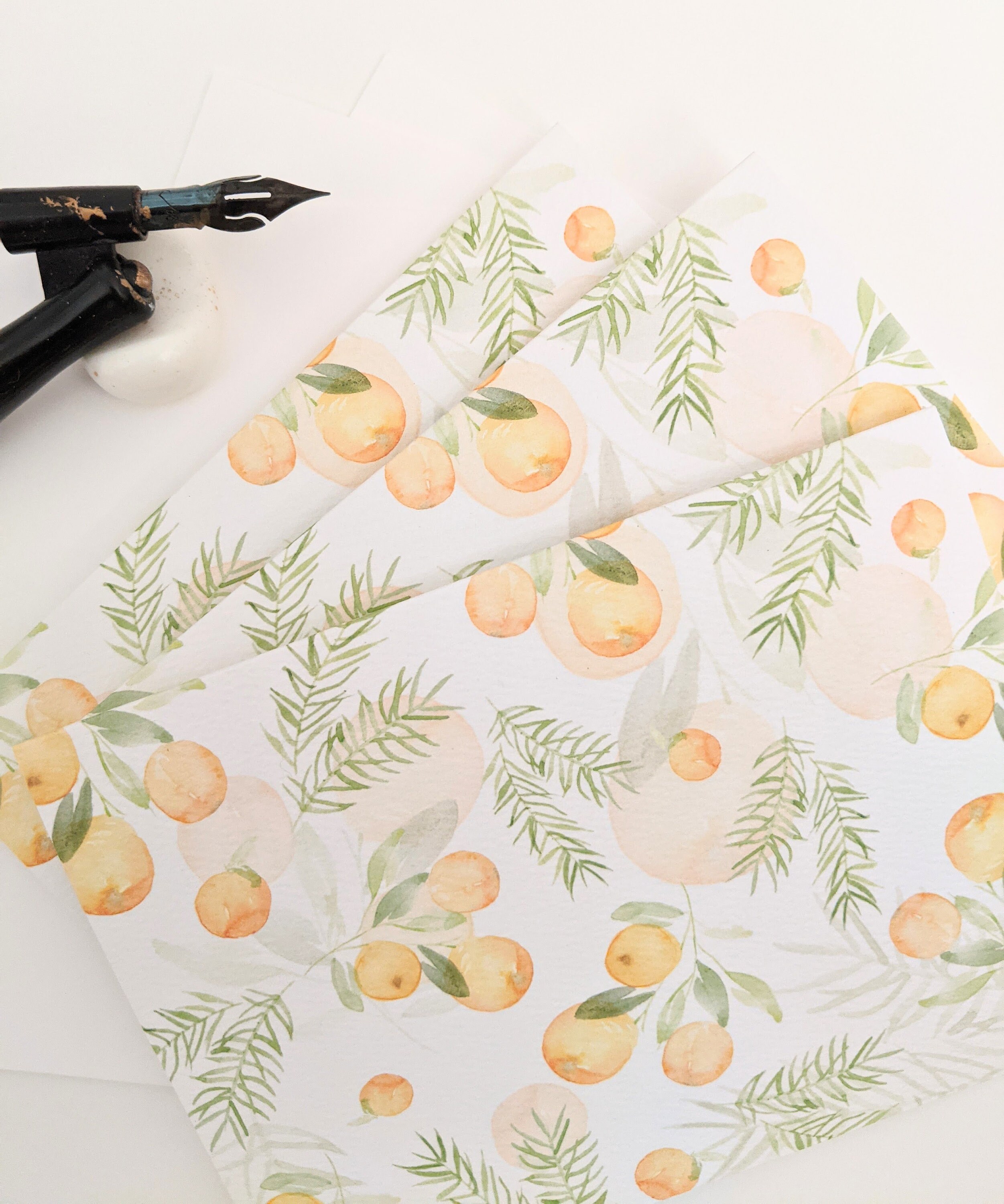 Clementine Stationery Set of 6 Blank Cards Citrus Greeting Etsy