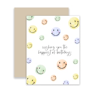 Best Friend Birthday Card, cute birthday card, happy face, birthday card for her, sister bday card