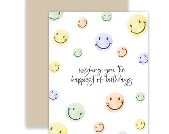 Best Friend Birthday Card, cute birthday card, happy face, birthday card for her, sister bday card