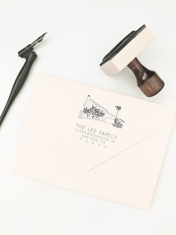 House Illustration Custom Address Stamp, Personalized Stamp Return Address,  Rubber Stamp, Housewarming Gift, Custom Return Label Stamp, Home 