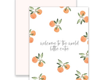 Welcome Little Cutie greeting card, Baby Shower card, pregnancy card, New baby card, funny card