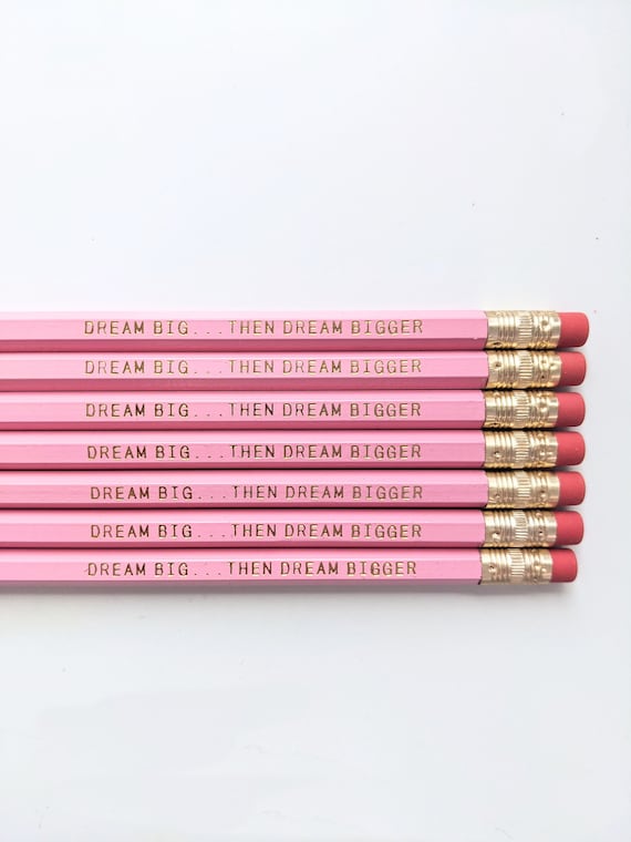 Dream Big Pencil Set, Stationery Gift, Motivational Pencil, Inspirational  Gift, Pink Pencils, Encouraging Pencils, Desk Decor 