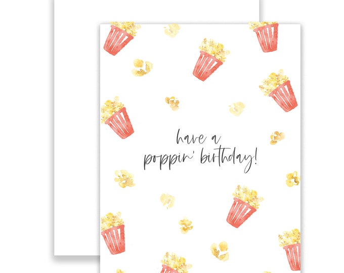 I Hope Your Birthday is Poppin' Popcorn Food Pun Birthday Card Etsy