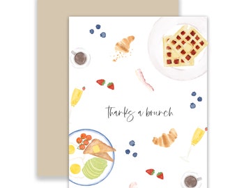 Thanks a Brunch card, thank you card, food pun, funny card, teacher appreciation greeting card, just because