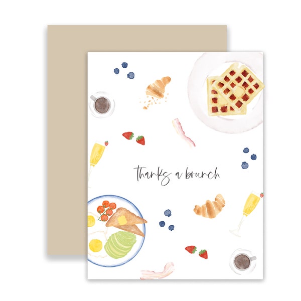 Thanks a Brunch card, thank you card, food pun, funny card, teacher appreciation greeting card, just because