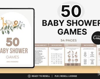 50 Baby Shower Games, Canva Template