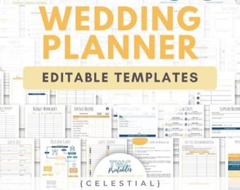 Editable Wedding Planner Templates, Celestial Design, Digital Bundle (Canva)