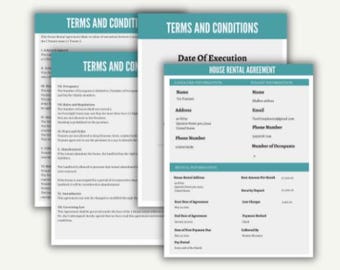 Rental Agreement Template, Editable Residential Lease Contract, Landlord Tenant Forms, Printable House Lease Agreement