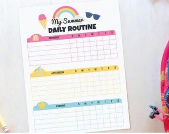 Summer Daily Routine Chart Kids