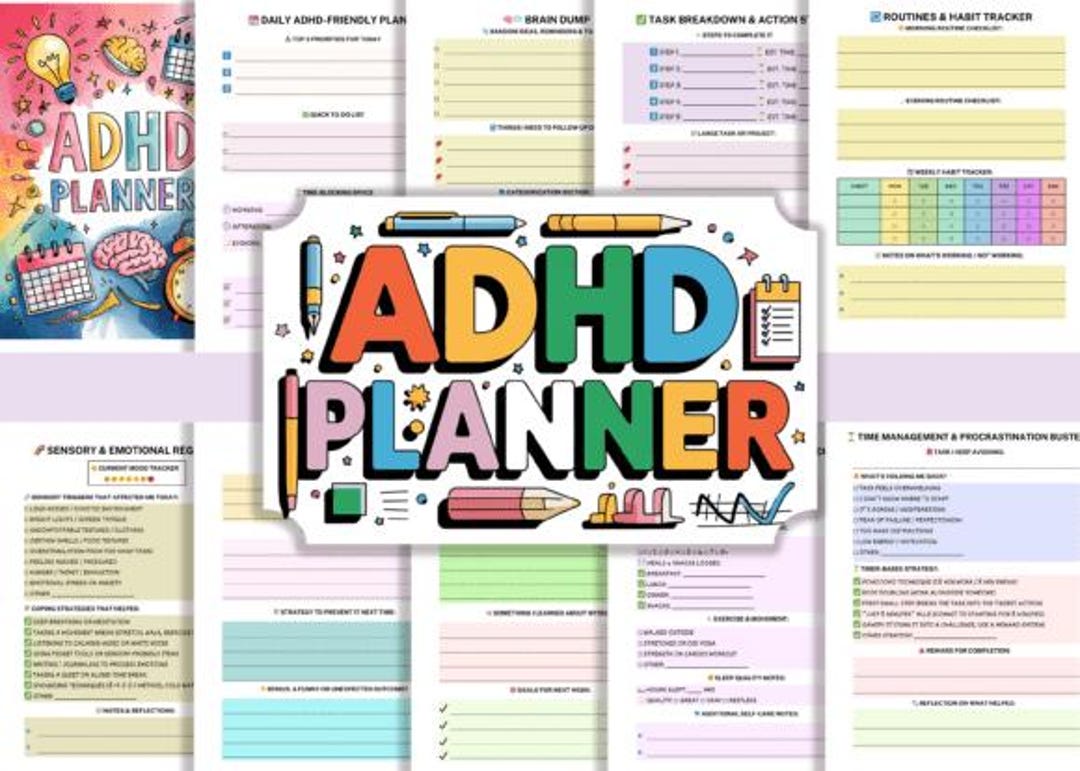 ADHD Planner Bundle, Daily Focus, Task Management, Canva Editable (PDF ...