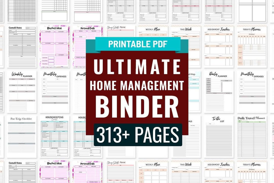 Ultimate Home Management Binder, Printable Life Planner Bundle (313 ...