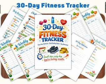 30-Day Fitness Tracker, Workout Challenge Bundle, Weight Loss Log (PDF)