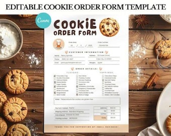 Cute Cookie Order Form Canva Template