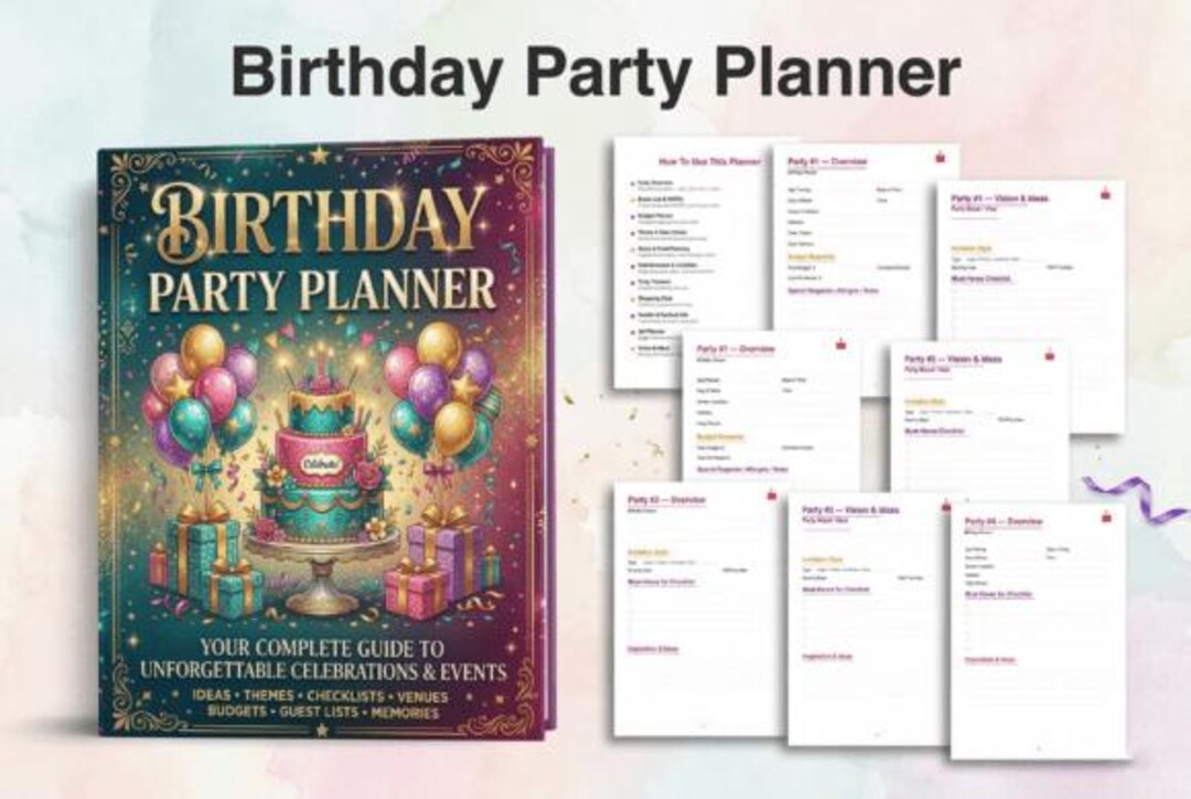 Birthday Party Planner Workbook, Checklist, Organizer (digital Download ...
