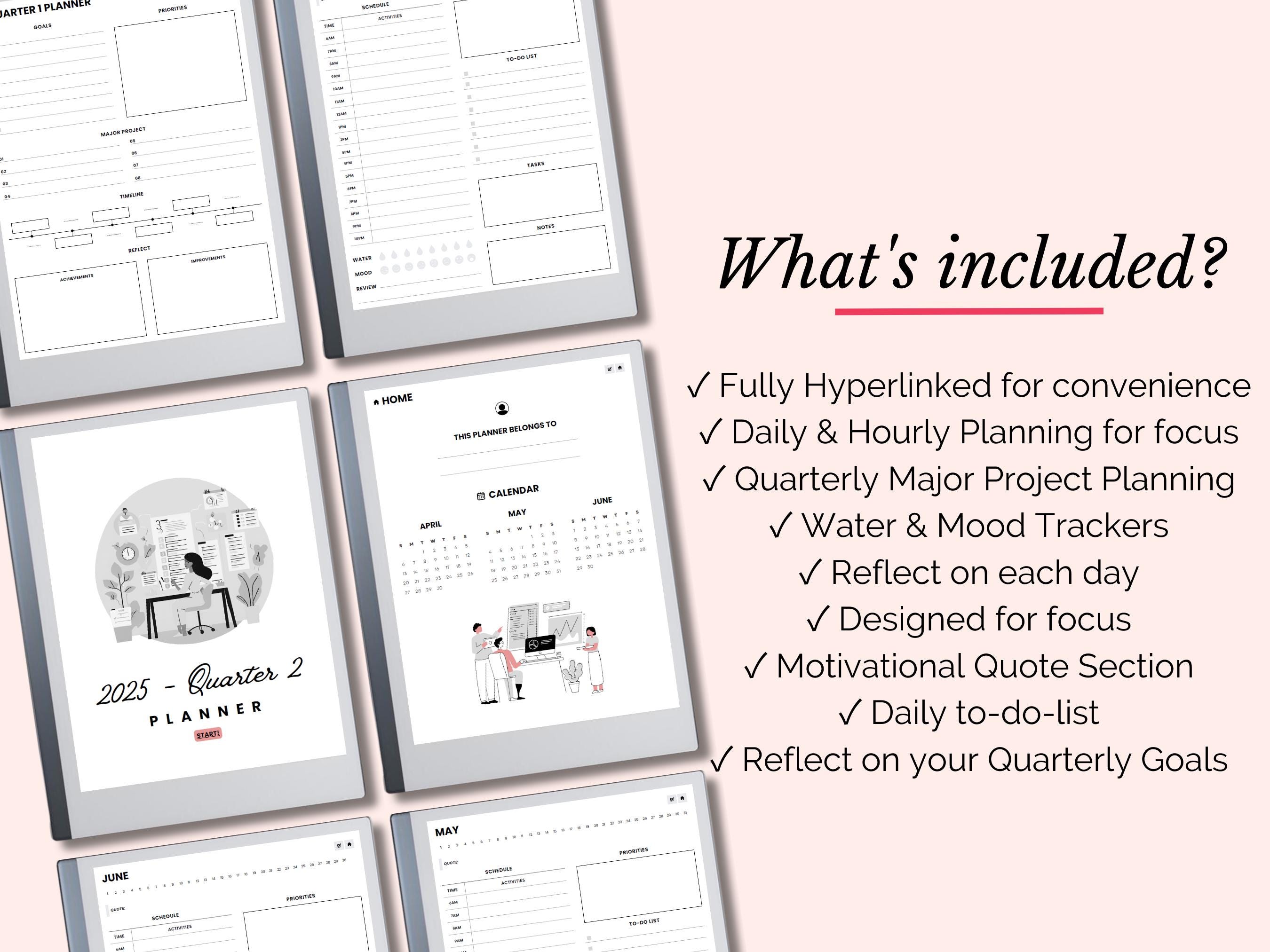 Q2 2025 Quarterly Planner Fit for Remarkable 2 Tablet, 12 Week Year ...