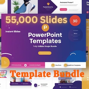 55.000+ animierte Power Point-Vorlagen Mega Bundle | Bearbeitbare Präsentationsfolien für Business, Bildung, Marketing Google Folien & Keynote