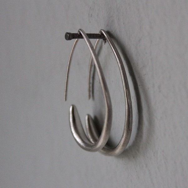 Hoop earrings -Small hoop earrings -Geometric earrings -Silver hoop earrings -Minimalist earrings -Oval hoop earrings -Sterling silver hoops