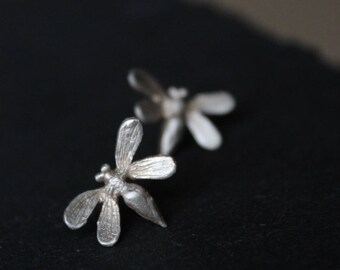 Sterling silver bee stud earrings , Insect jewelry , Christmas gift for her