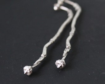 Long Branch Earrings, Sterling silver twig earring, Branch Jewelry, Gift for Woman
