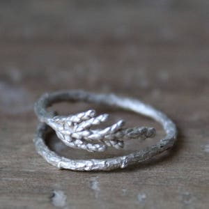 Sterling silver juniper ring-Woodland ring-Juniper branch  jewelry-Twig ring-Nature ring-Adjustable  ring-Woodland wedding rings