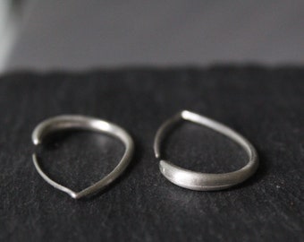 Oval hoop earrings, Sterling silver small delicate hoops, Gift for friends