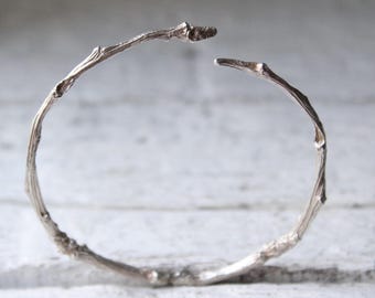 Sterling Silver Branch Bracelet, , Silver twig Bangle, Botanical  Bracelet, Gift for her