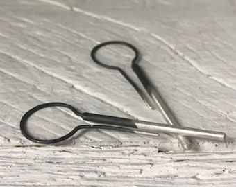 Oxidized Sterling Silver Bar Earrings: Minimalist Long Dangles