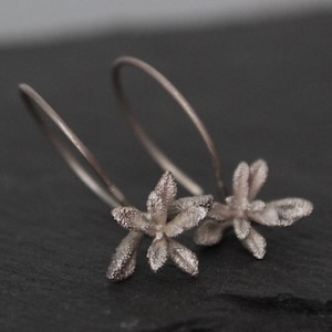 Succulent earrings , Silver Succulent jewelry , Flower earrings , Nature cast earrings , Gift for mom-Botanical jewelry image 1