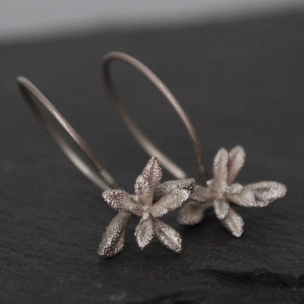 Succulent earrings , Silver Succulent jewelry , Flower earrings , Nature cast earrings , Gift for mom-Botanical jewelry