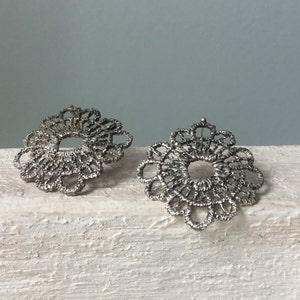 Silver Boho earrings, Silver lace earrings, Bohemian jewelry, Gift for her image 3